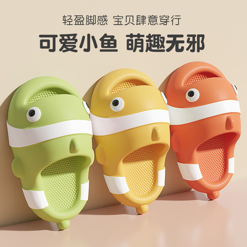Cute Clown Fish Children's Slippers Women Summer Thick Bottom Parent-Child Big Kid Small Kid Anti-Slip Cartoon Flip Flops Men Wholesale 