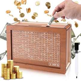 工厂爆款跨境木质工艺品摆件木制存钱罐Money Box with Counter