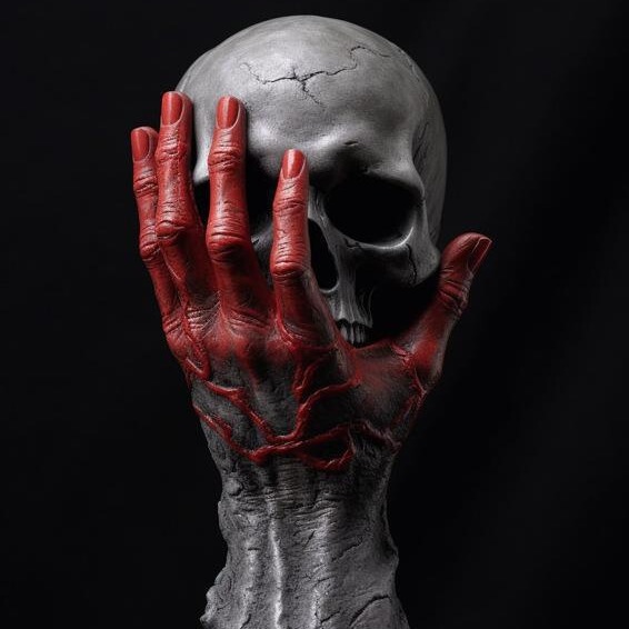 Cross-Border New Product Berserk Hand Skull Statue Resin Crafts Halloween Desktop Decoration Atmosphere Ornaments