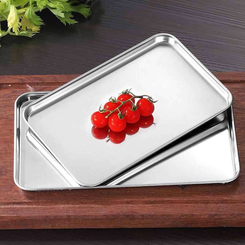 304 Stainless Steel Steaming Tray for Rice Rolls, Flat Bottom Rectangular Tray, Towel Tray, Rice Roll Steaming Tray, Tableware