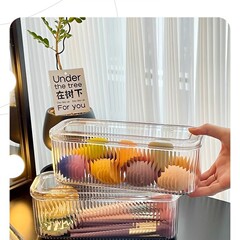 国境を越えた売れ筋パウダーパフ収納ボックス防塵ドレッシングテーブル大容量化粧ブラシ口紅美容卵収納ボックス蓋付き