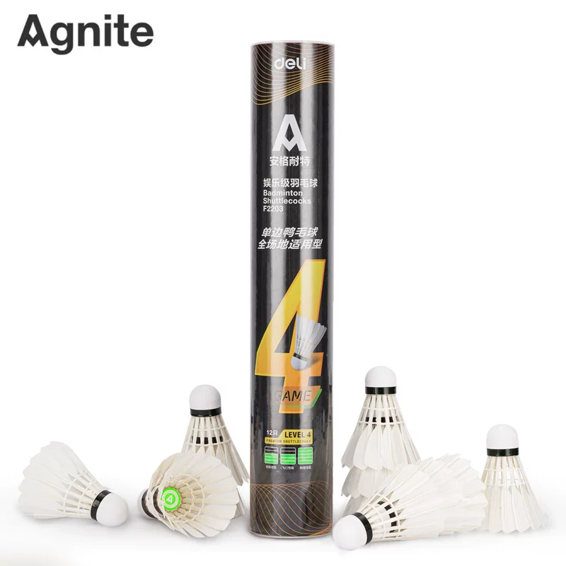 Deli Angelite F2203 бадминтон 12-дел натуральное перо тренировочная упражнение прочная головка пробковая