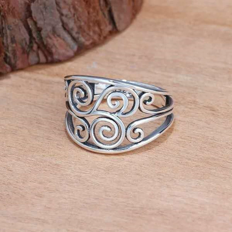 Ring Ajz1145, silver finish with filigree openwork (S925 style), sizes 5–10