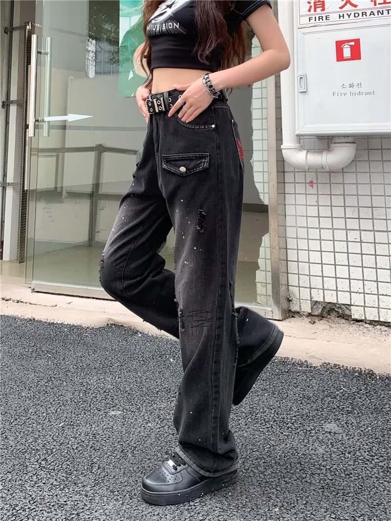 "Women's Denim Overalls - Classic Black Lumberjack Style, Relaxed Fit, Straight Leg, Comfortable & Stylish For Spring And Autumn_mkmklike.com