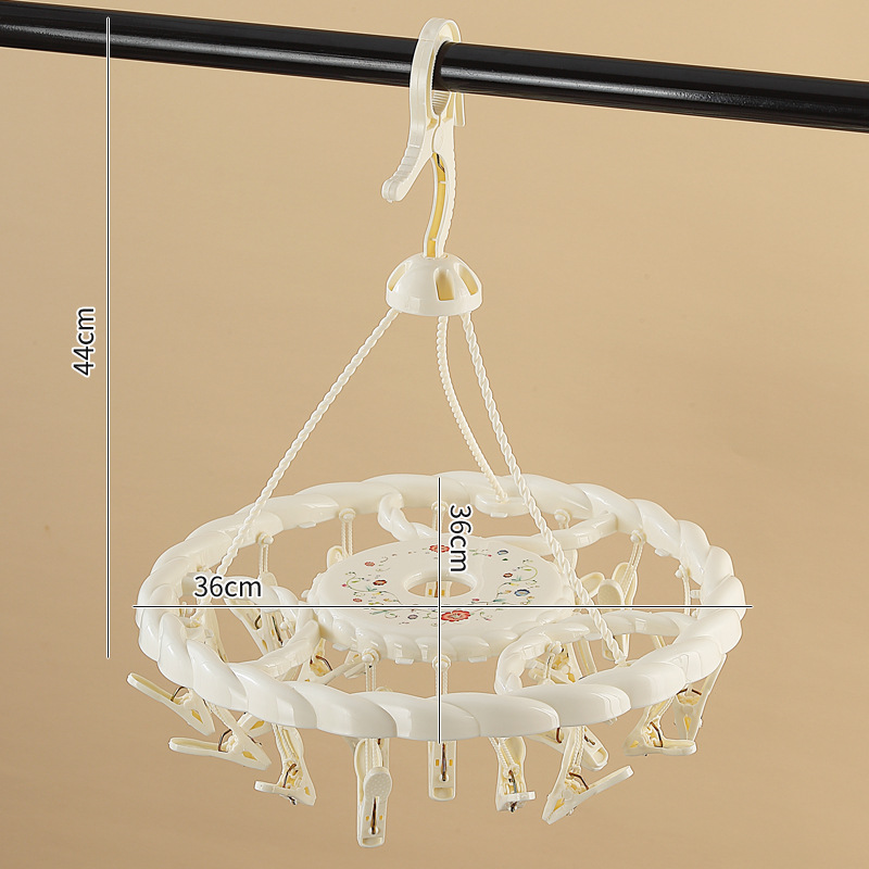 흰색 타원형 회전 [24 클립] 건조 랙