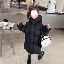 2025新款加厚白鸭绒女童中长款防水防污羽绒服儿童中长款羽绒服棉