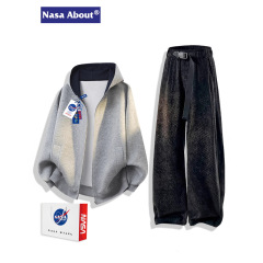 NASA ABOUT潮牌休闲运动套装男款秋季新款连帽卫衣外套长裤一整套