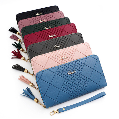 Korean style women's long wallet hand-held mobile phone bag wallet wallet women's long tassel zipper clutch