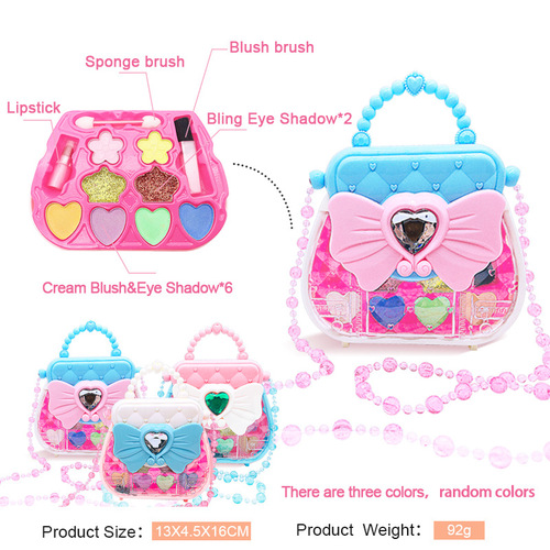 Cross-border children's cosmetics toys simulation lipstick eye shadow makeup box cross-body backpack with mirror dresser toys