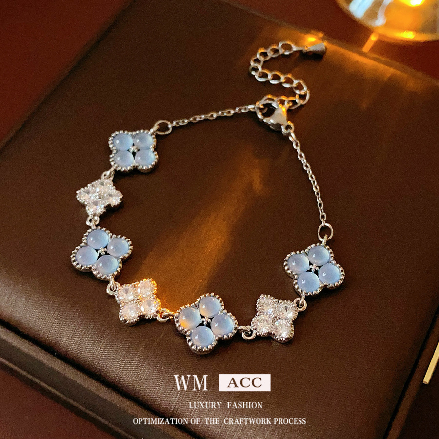 Transfronterizo delicada flor de zircón ojo de gato pulsera de moda temperamento universal pulsera nicho lujo ligero de alta sensación joyería