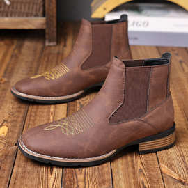 R003 Chelsea boots 跨境刺绣套脚切尔西靴男士马丁靴 外贸代发