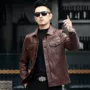 海宁头层男士翻领皮夹克