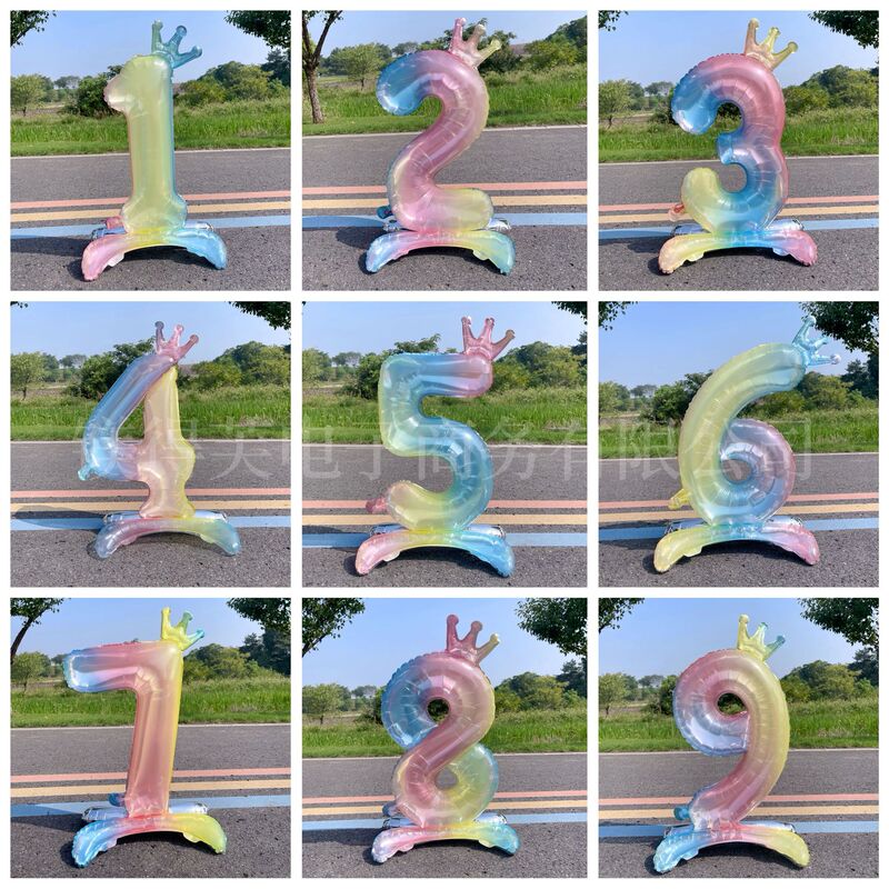 New 32-inch seven-color crown digital balloon children's birthday party baby photo room layout props New 32-inch seven-color crown digital balloon children's birthday party baby photo room layout props