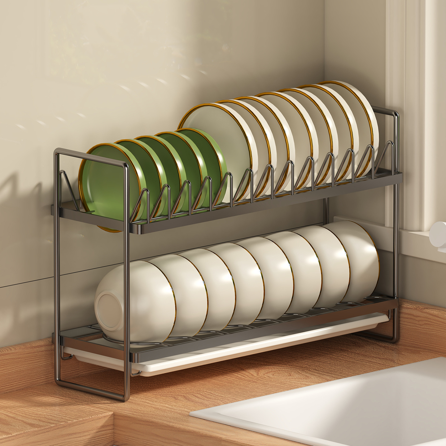 Kitchen Dish Storage Rack, Draining Dish Rack, Kitchen Storage Rack, Bowl and Dish Rack, Bowl and Chopstick Plate Storage Rack
