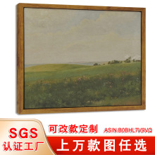 广东工厂复古草原油画带框办公室挂画 农舍墙壁艺术卧室装饰画