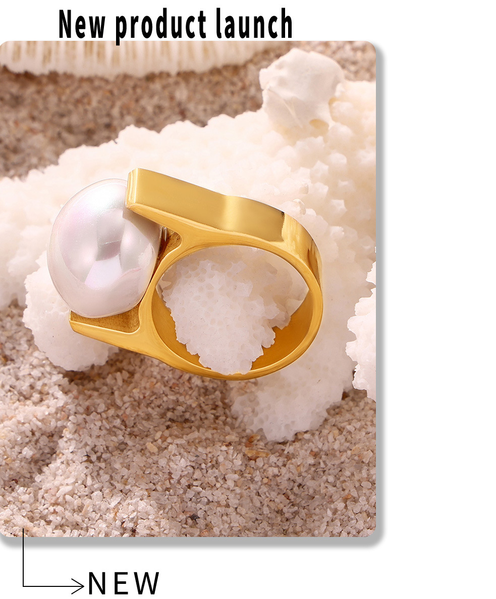French Luxury Imitation Pearl Ring For Women In Titanium Steel_voghion.com