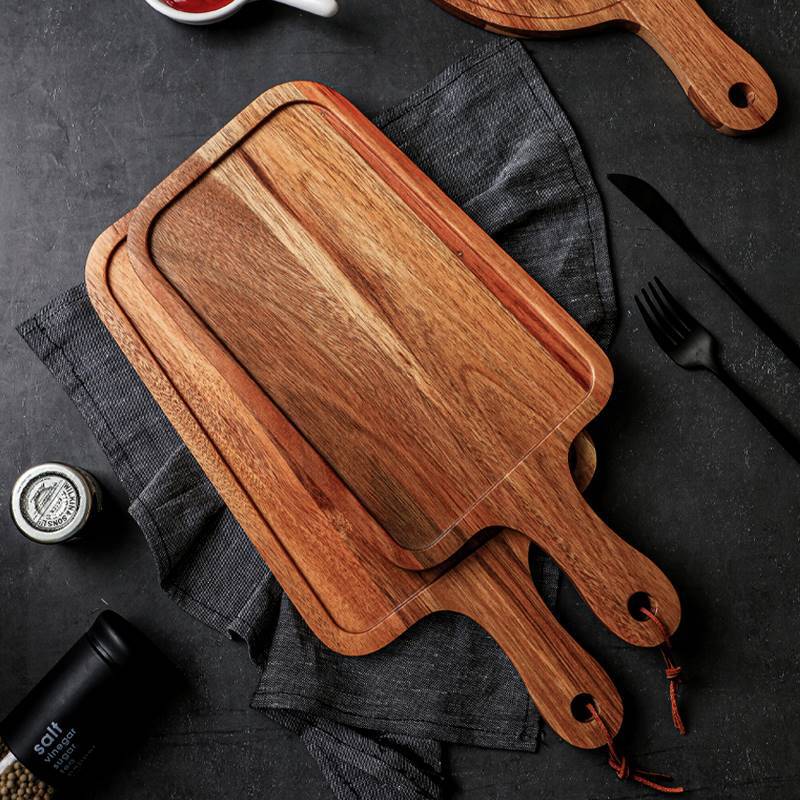 Bandeja de carne de madera Placa de pizza placa de madera maciza plato de madera comida vajilla comida occidental plato de madera