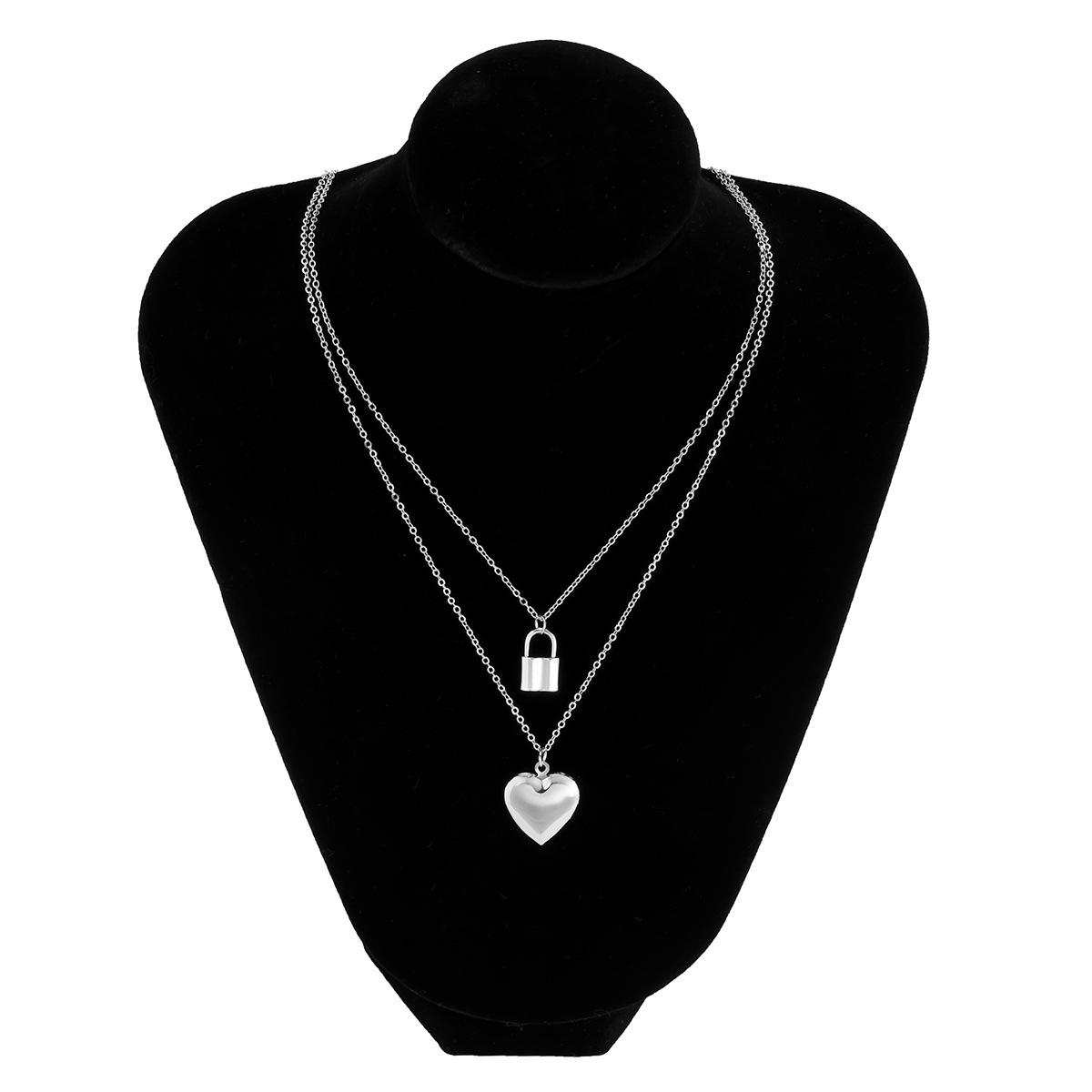 Fashion Alloy Heart Pendant Fine Chain Metal Lock Necklacepicture4