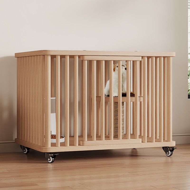 Fábrica al por mayor gato gabinete Super gran espacio gato jaula madera maciza gato Villa lujo doble capa gato casa mascotas suministros