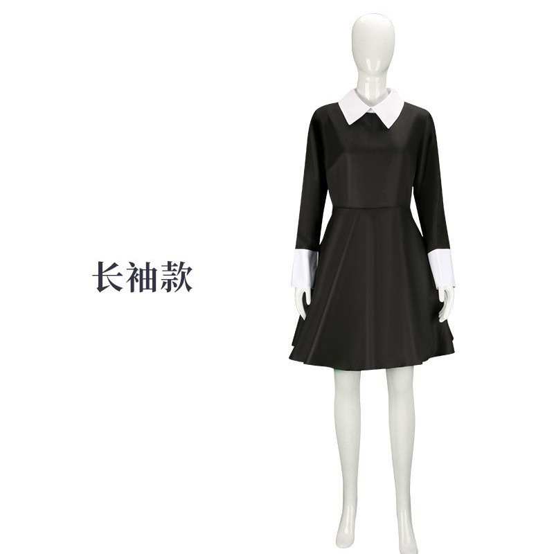 星期三黑色纱裙cos亚当斯一家cosplay服舞会礼服连衣裙万圣节服|undefined