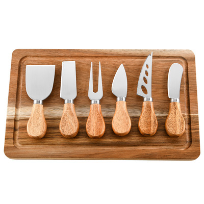 Cheese knife suit gift box-packed Knife sets Cutter Cheese knife Lovesickness Wooden handle Stainless steel cheese Pizza tool