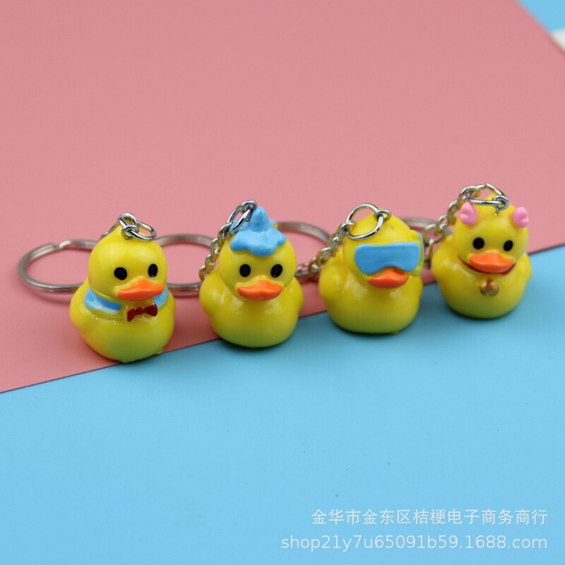 Creative Simulation Swimsuit Little Yellow Duck Keychain Pendant Couple Bag Car Keychain Pendant Accessories Small Gift