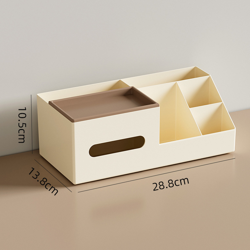 Caja de toallas de papel del dormitorio de la Sala de estar familiar Caja multifuncional de almacenamiento de escombros de color crema caja de acabado cosmético caja de almacenamiento de artefactos