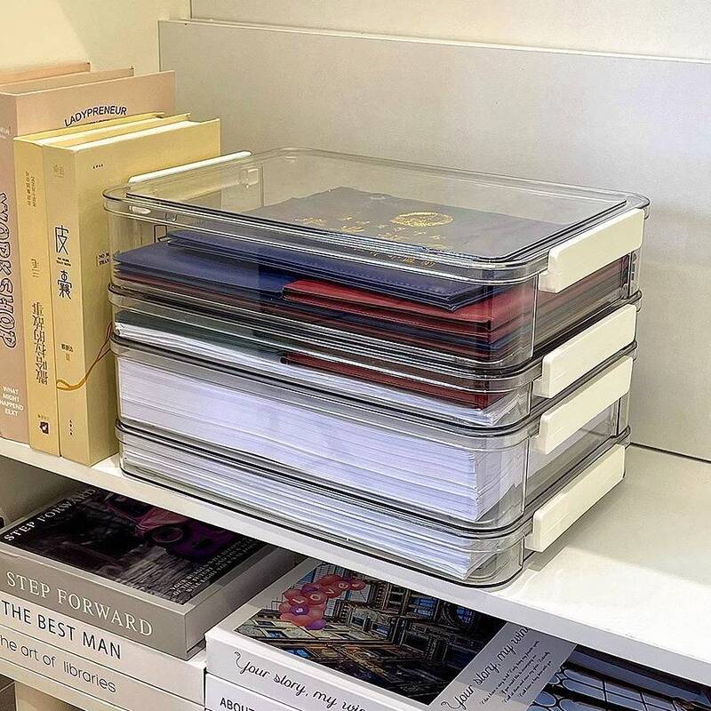 A4ファイル収納ボックス整理ボックス透明プラスチック戸籍本中学校卒業証明書デスクトップ答案用紙ファイルボックス|undefined