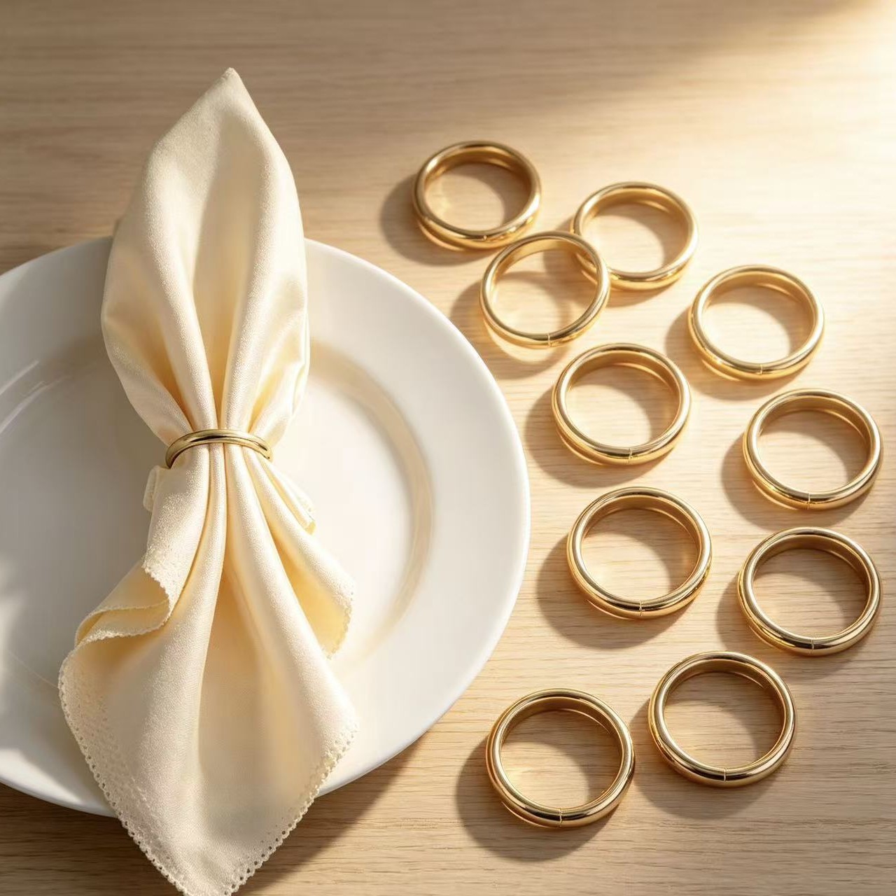 Cross-border eco-friendly hot-selling napkin rings, metal O-shaped napkin rings, hotel table setting napkin fasteners, cloth ring, factory supply
