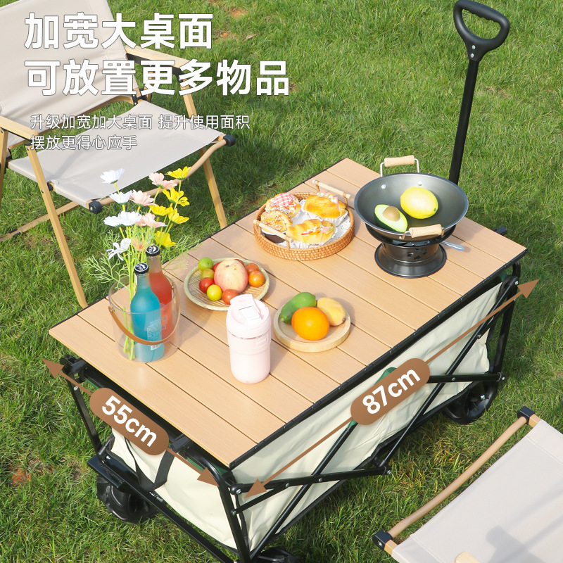 Outdoor Camping Trolley Table Board Camping Cart Picnic Aluminum Alloy Table Board Egg Roll Table Set Portable Folding Table