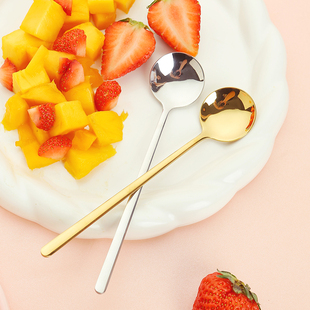 304 Stainless Steel Coffee Spoon Small Spoon Golden Household Small Spoon Dessert Spoon Long Handle Stirring Spoon Cup Spoon