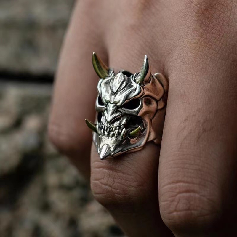 14g Weight Open Rings Classification Retro Punk Ghost Alloy Plating Halloween Men'S Open Rings