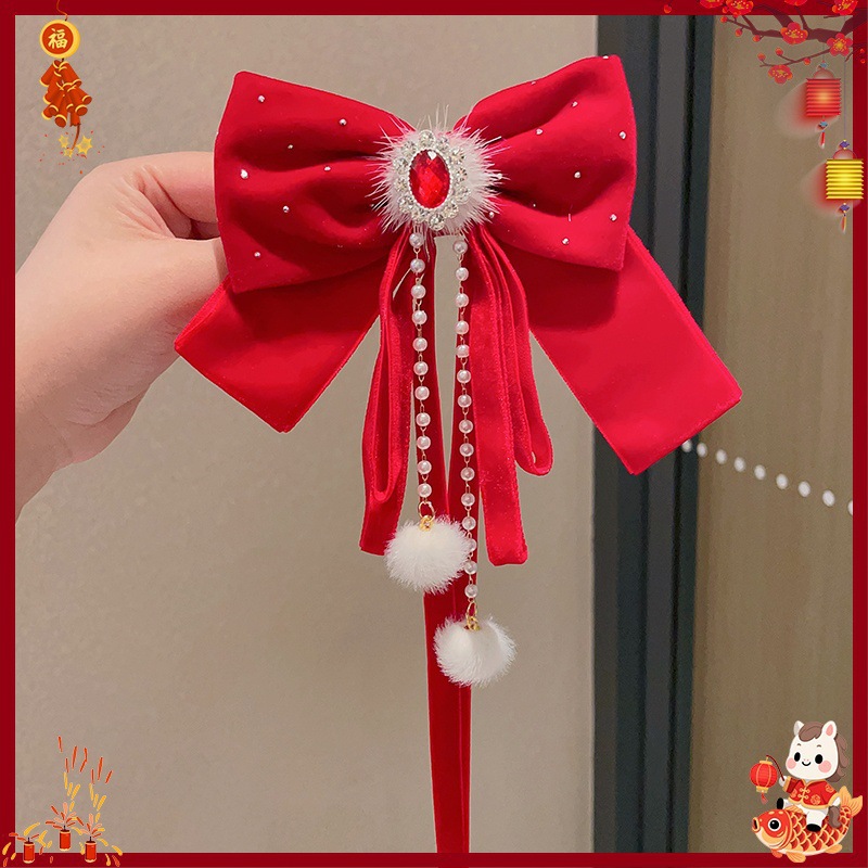 Horquilla Infantil con Borlas Chinas Hecha a Mano para Año Nuevo y Hanfu