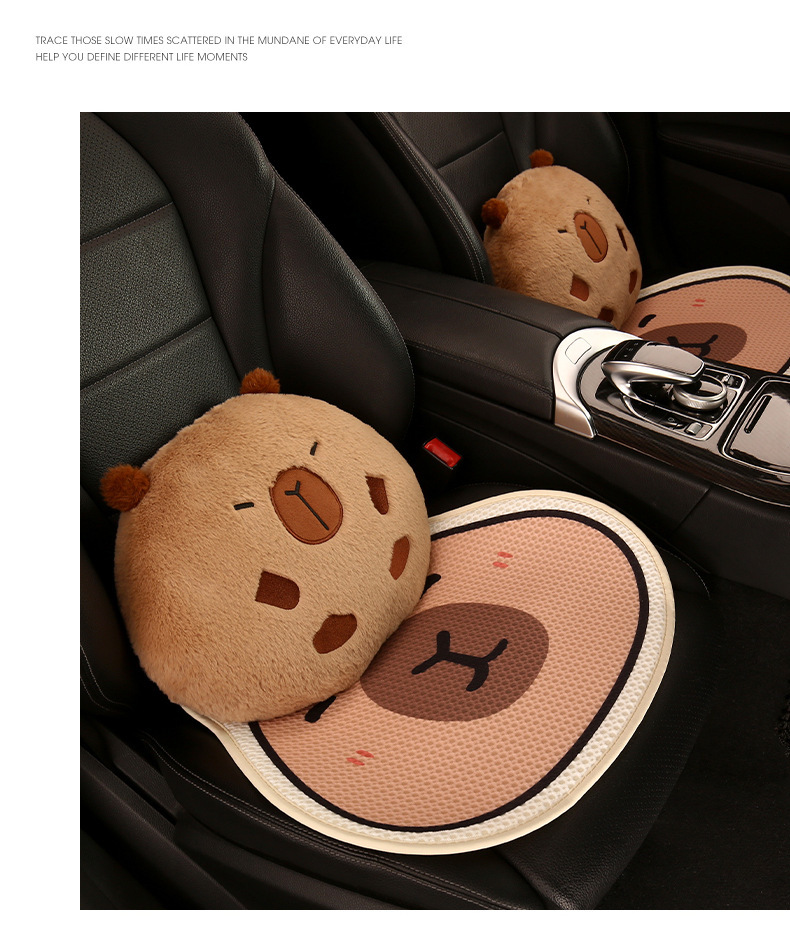 Kapibala Car Seat Cushion, Universal for All Seasons, Cute Half-Pack Seat Cushion Cover, Women's Rear Seat Cover, Single-Piece Seat Cover
