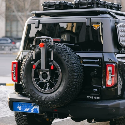 Folding car spare tire-style Car bike rack