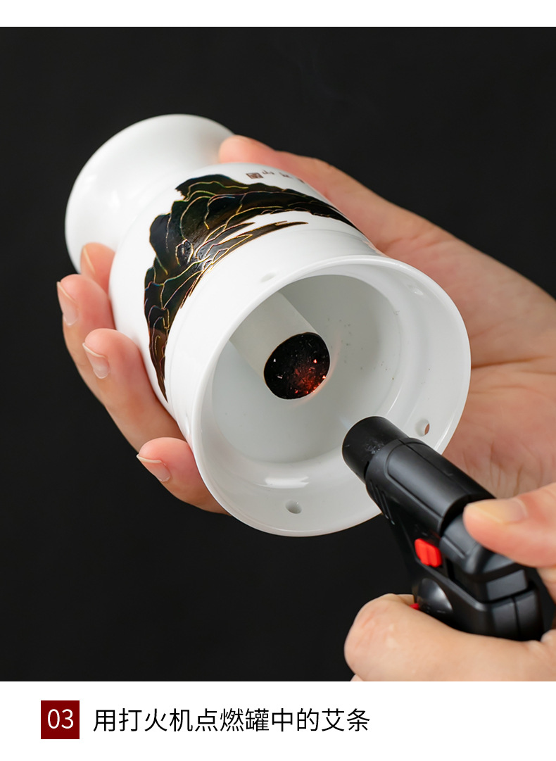 Ceramic Color-Changing Moxa Cup Gua Sha Tool Aizhongtang Moxibustion Jar for Wellness and Massage quality and texture