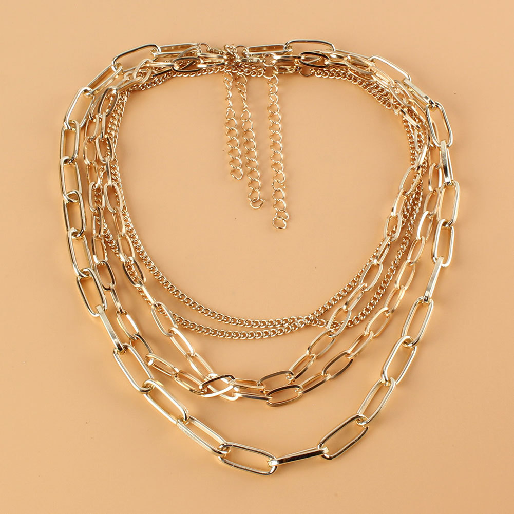 Retro Multilayer Alloy Chain Necklace Wholesale Nihaojewelry display picture 4