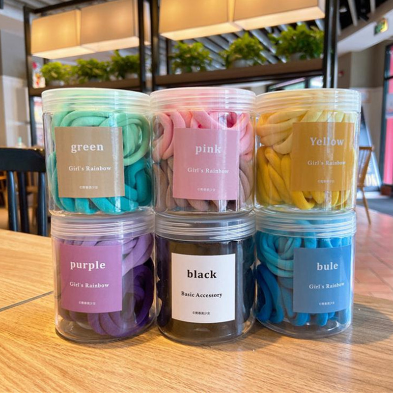 50根装少女渐变色无接缝发圈彩色发绳高弹力头绳糖果色皮筋毛巾圈