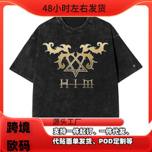 男士T恤Ville Valo Arch Him Band水洗T恤时髦酷骷髅夏季T恤复古