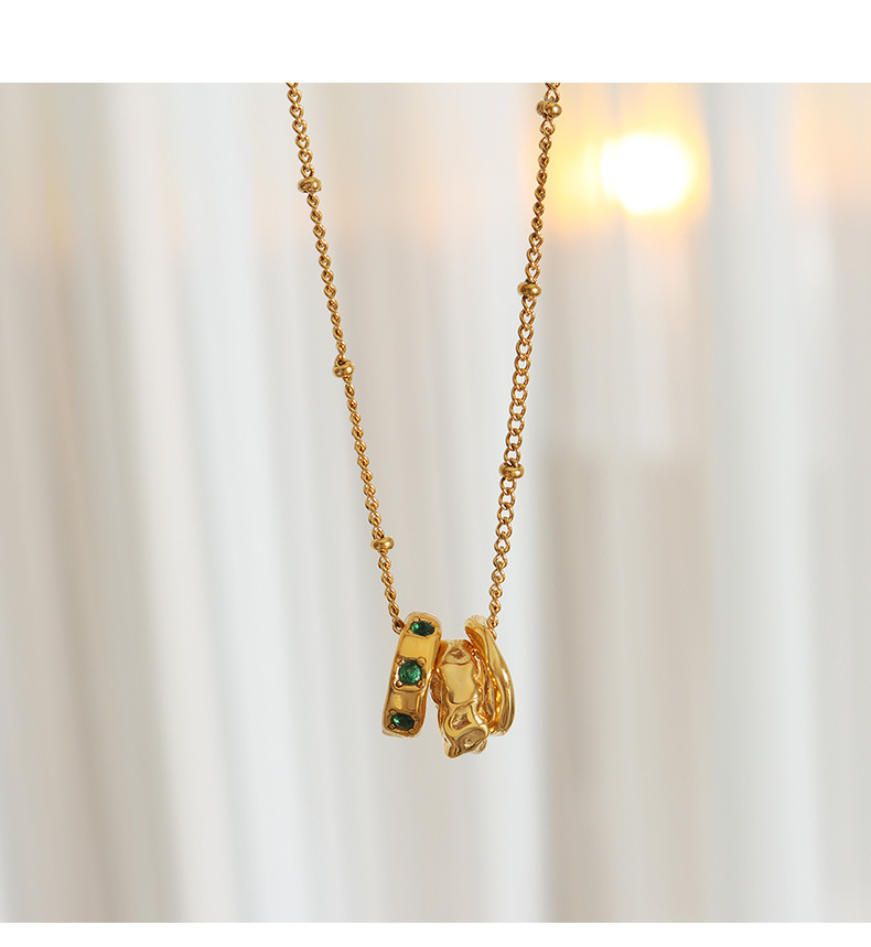 Fashion Irregular Round Titanium Steel Necklace Inlay Zircon Stainless Steel Necklaces