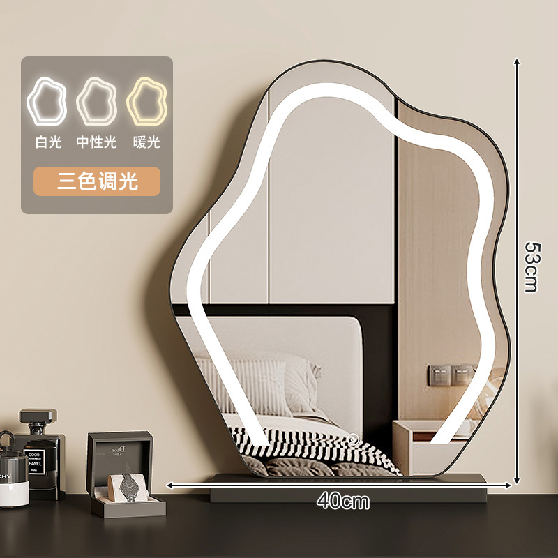 Escritorio de esquina, dormitorio, tocador semicerrado, luz integrada, lujo moderno, escritorio de oficina en forma de L de alta gama, banco de trabajo