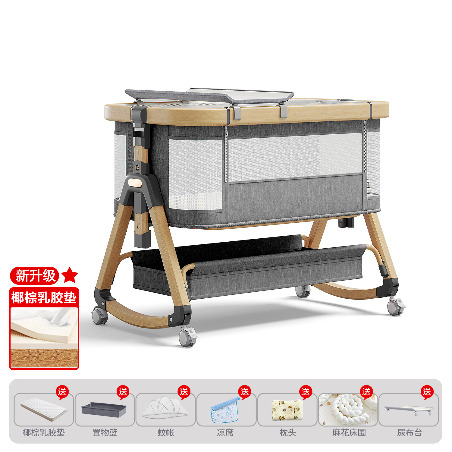Cama de aleación de aluminio móvil portátil cuna cama plegable multifuncional bb cama recién nacida cama de empalme