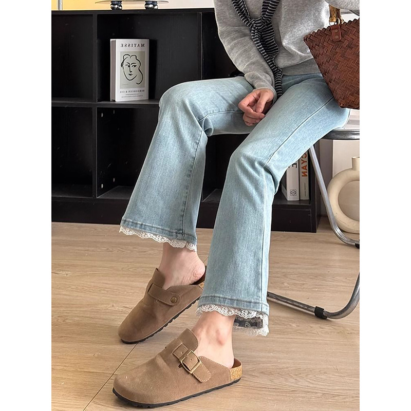 Plus-Size Light-Colored Stretchy Cropped Jeans for Women, Spring/Summer 2026, High-Waisted, Slimming, Straight-Leg, Bootcut, Slightly Flared Pants for Curvy Women