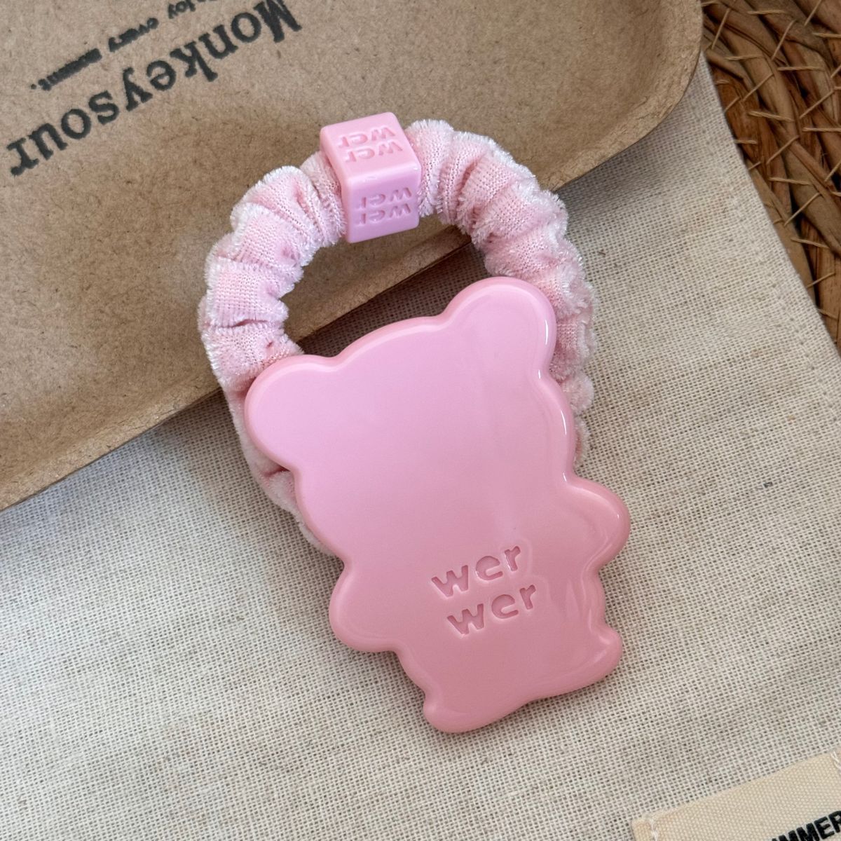 Pink bow hair tie, acetate hair band, stylish and cute hair accessory for girls, Korean-style hair ornament