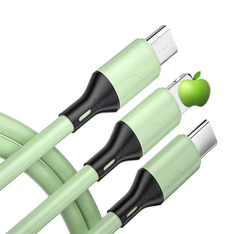 Apple Huawei Android 3a 高速充電スリーインワン液体シリコーン 1 対 3 データケーブル携帯電話 USB ケーブルに適しています|undefined
