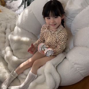 Girls' one-piece swimsuit Korean-style summer baby girl's leopard print long-sleeved swimsuit