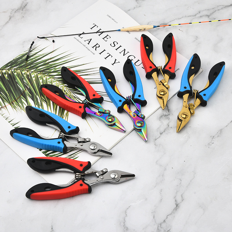 Strong horse fishing line scissors two-color lead leather scissors stainless steel fishing tongs multi-functional fishing tools outdoor fishing gear