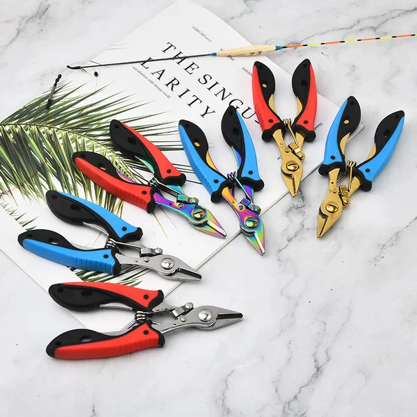 Strong horse fishing line scissors two-color lead leather scissors stainless steel fishing tongs multi-functional fishing tools outdoor fishing gear