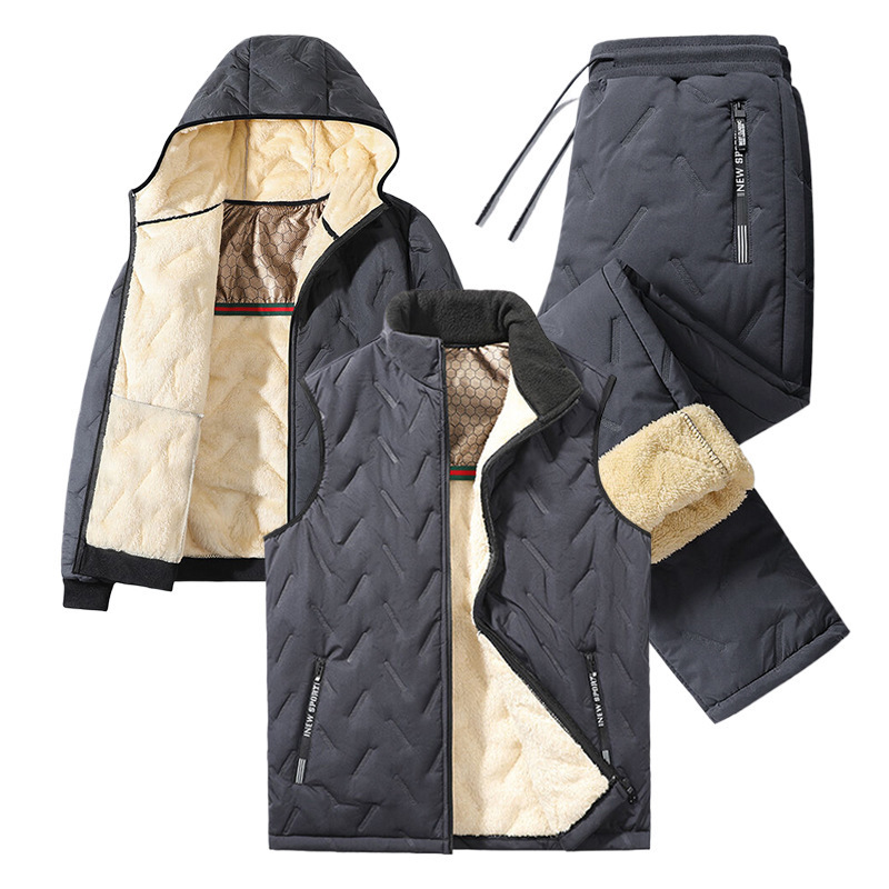 Conjunto de tres piezas de algodón + chaleco gris + pies planos grises