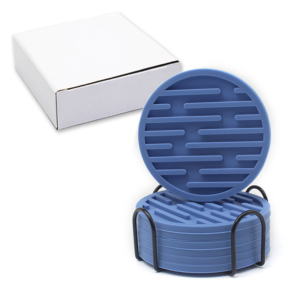 Amazon puede imprimir logo almohadilla de aislamiento térmico juego de silicona posavasos 10cm posavasos de té anti-escaldado alfombra redonda antideslizante para el hogar